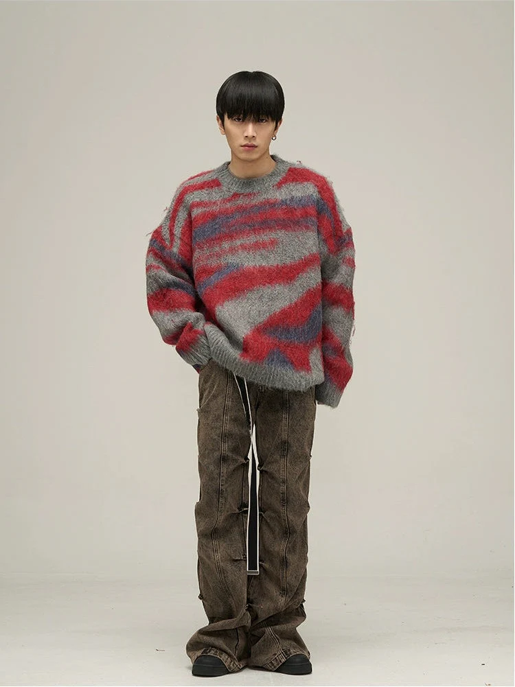 Abstract Pattern Oversized Sweater - Image 3