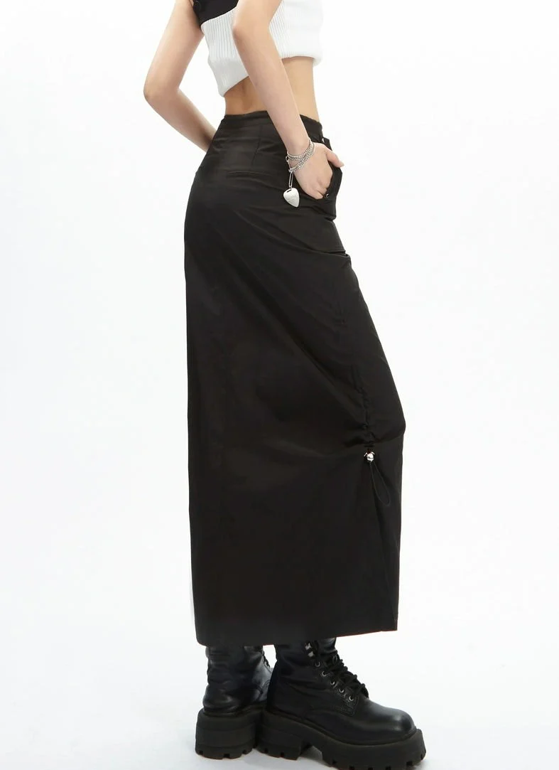 Adjustable Drawstring Midi Cargo Skirt - Image 10