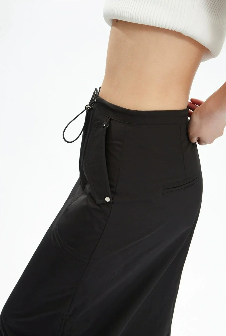 Adjustable Drawstring Midi Cargo Skirt - Image 14