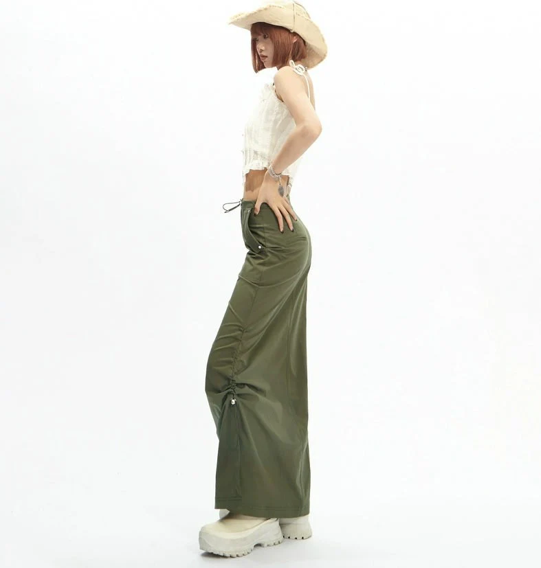 Adjustable Drawstring Midi Cargo Skirt - Image 7