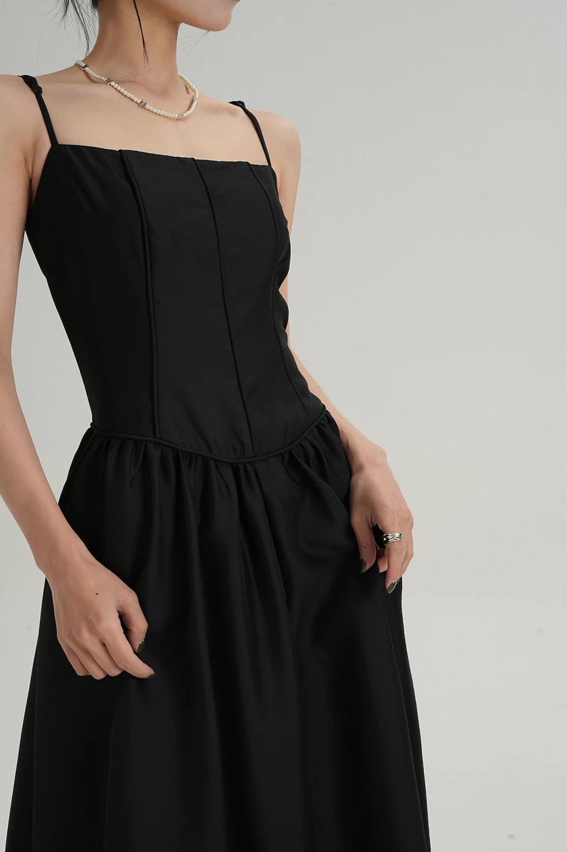 Adjustable Spaghetti Strap Corset Bodice Maxi Dress - Image 10