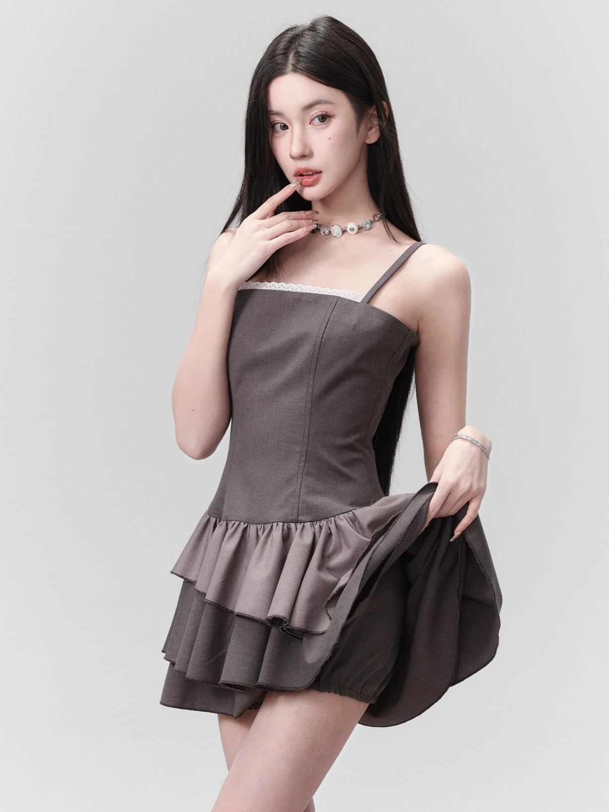 Adjustable Spaghetti Straps Tiered Ruffle Mini Dress - Image 3