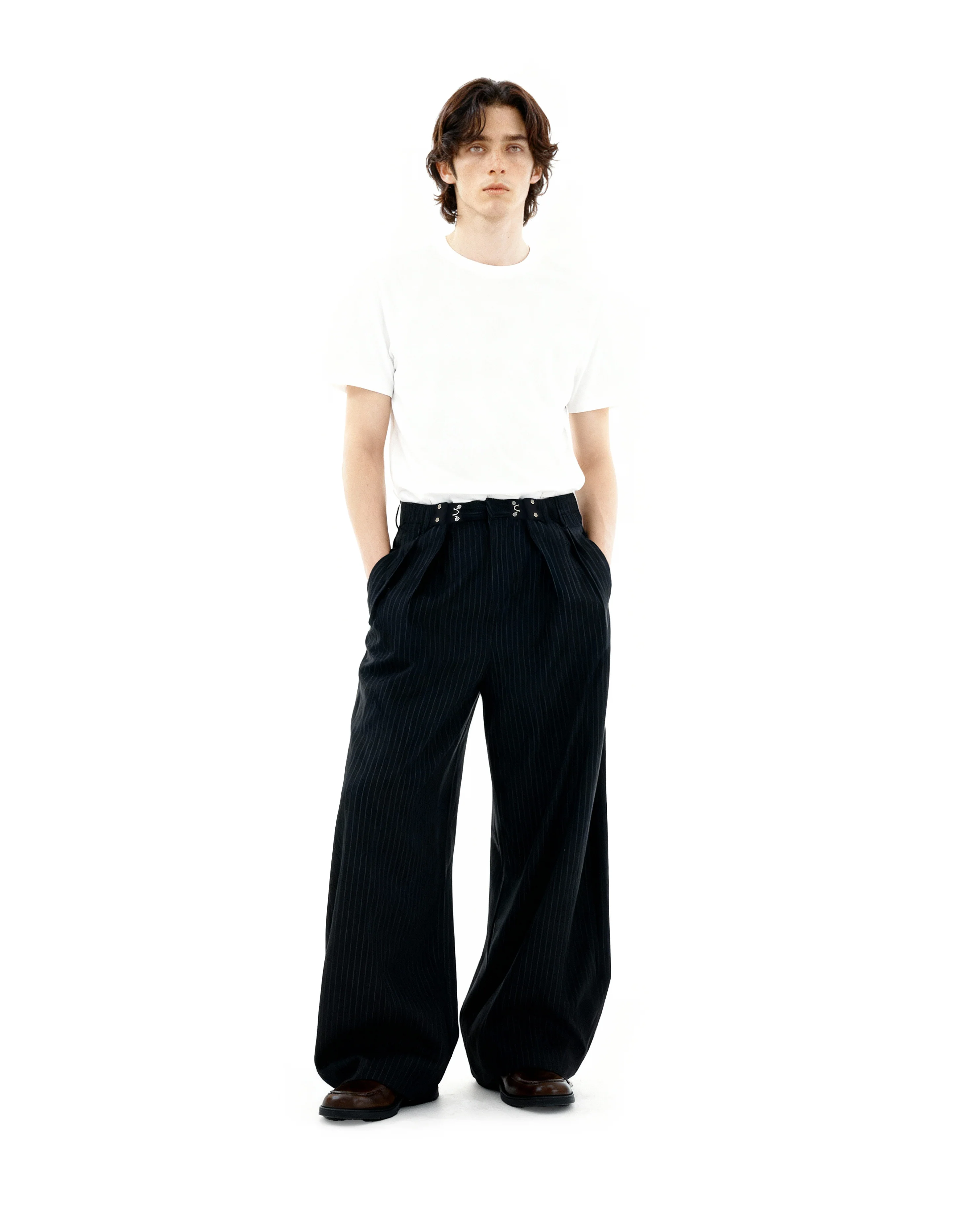 Adjustable Waist Hook Pleated Pants - Image 23