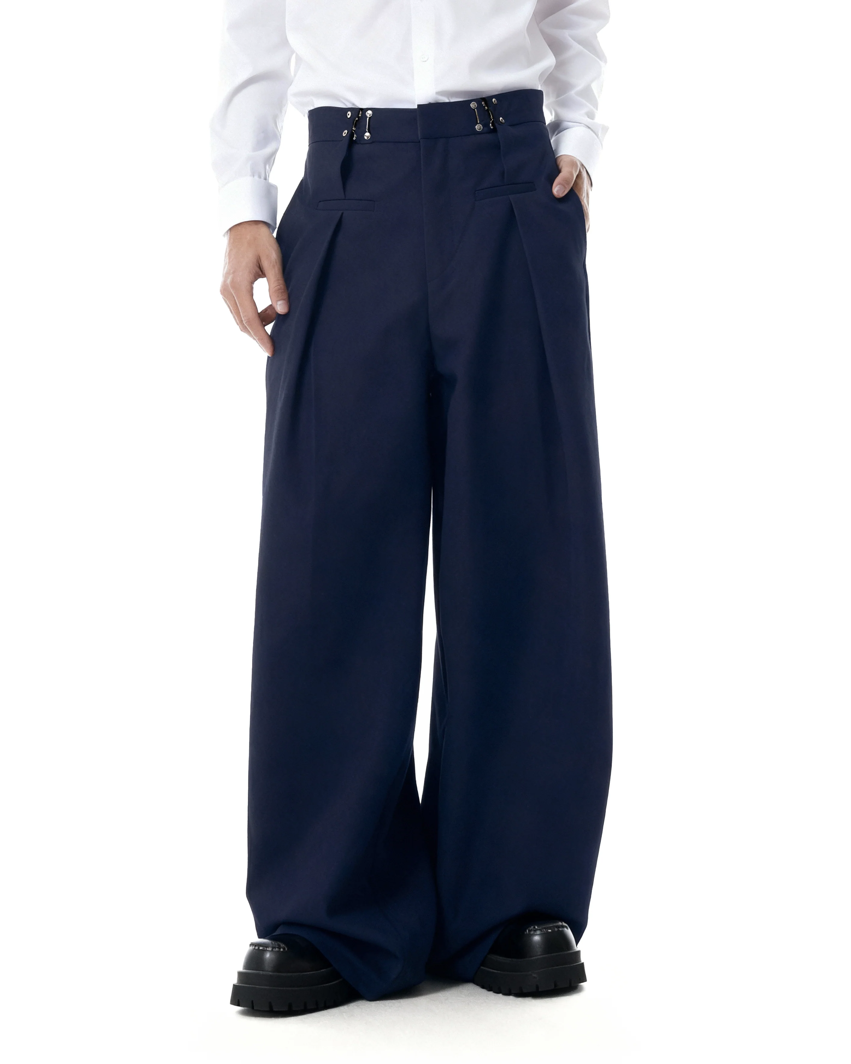 Adjustable Waist Hook Pleated Pants - Image 33
