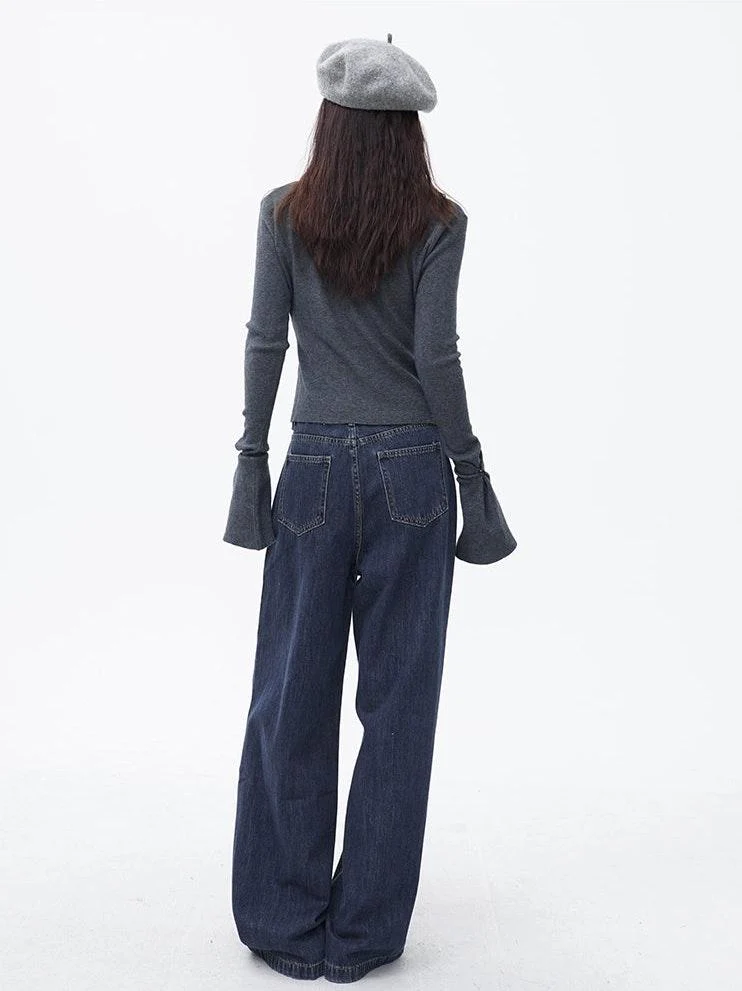 Asymmetric Button Ruched Long Sleeve Top - Image 6