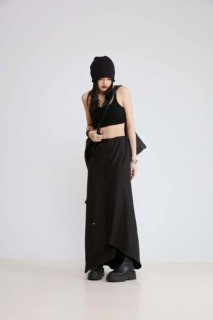Asymmetric Maxi Skirt with Slit - Image 12