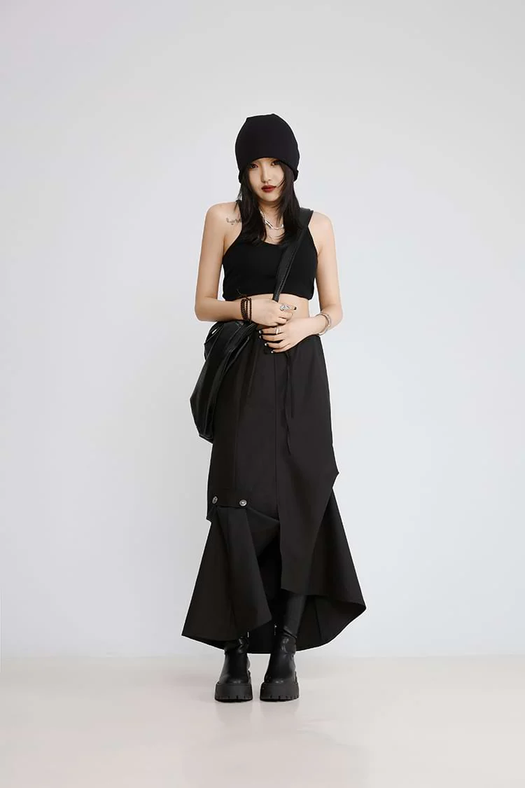 Asymmetric Maxi Skirt with Slit - Image 9