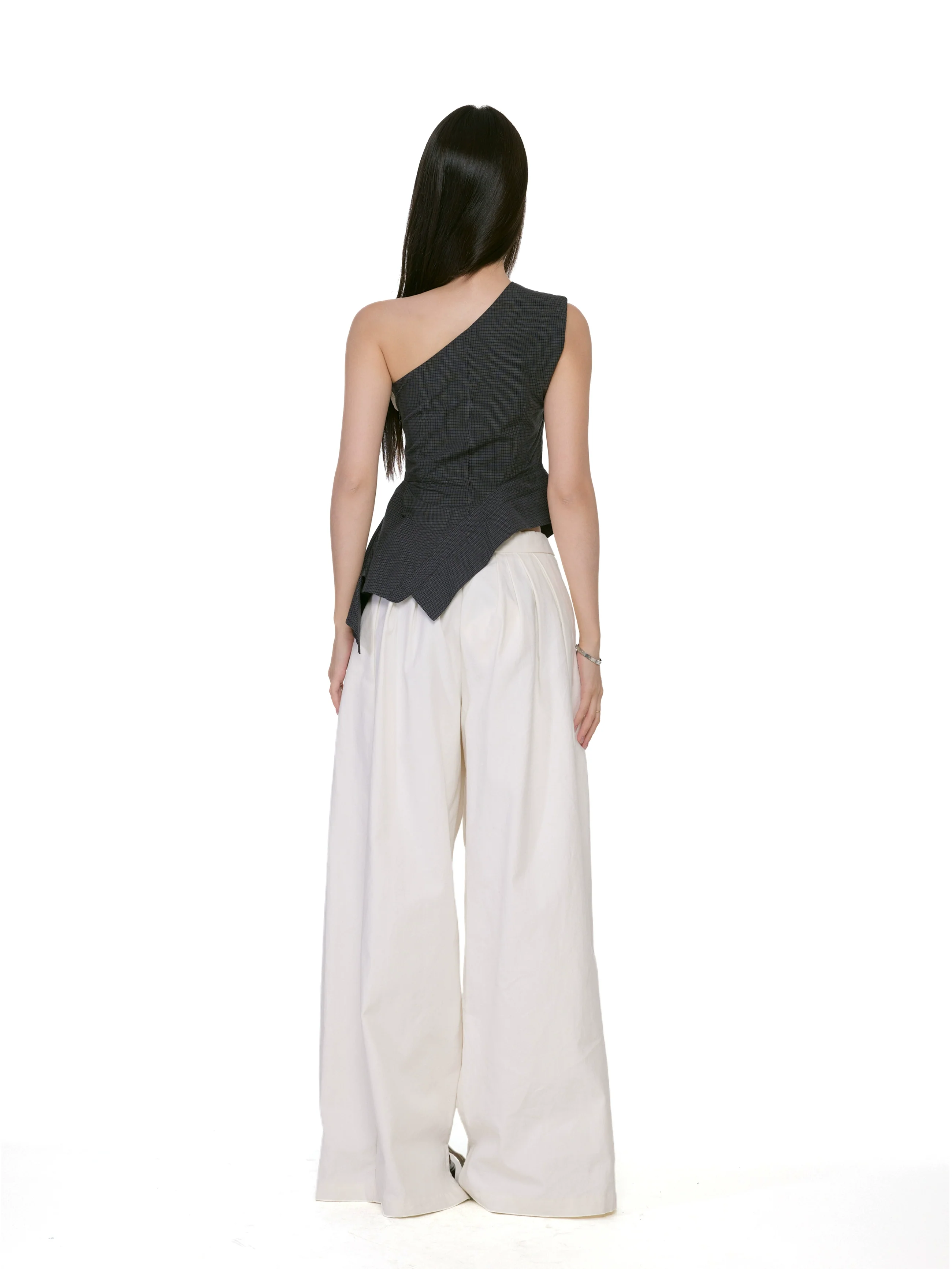 Asymmetric Overlay Draped One-Shoulder Peplum Top - Image 11