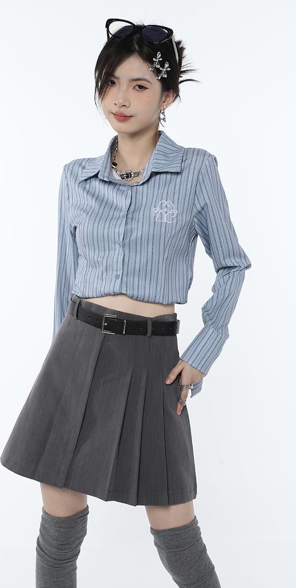 Asymmetric Pleated Mini Skirt - Image 12