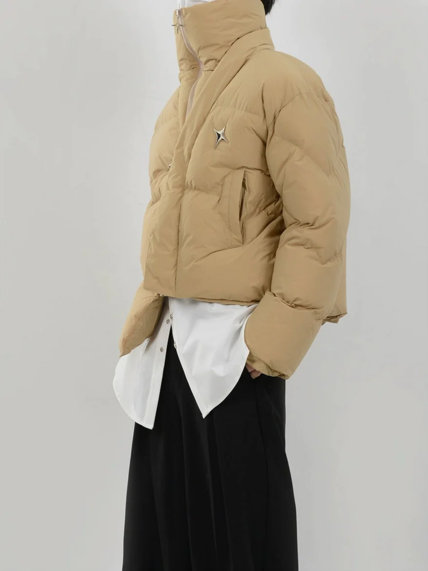 Asymmetric Puffer Jacket with Fireman Clasp Buckle - Image 13