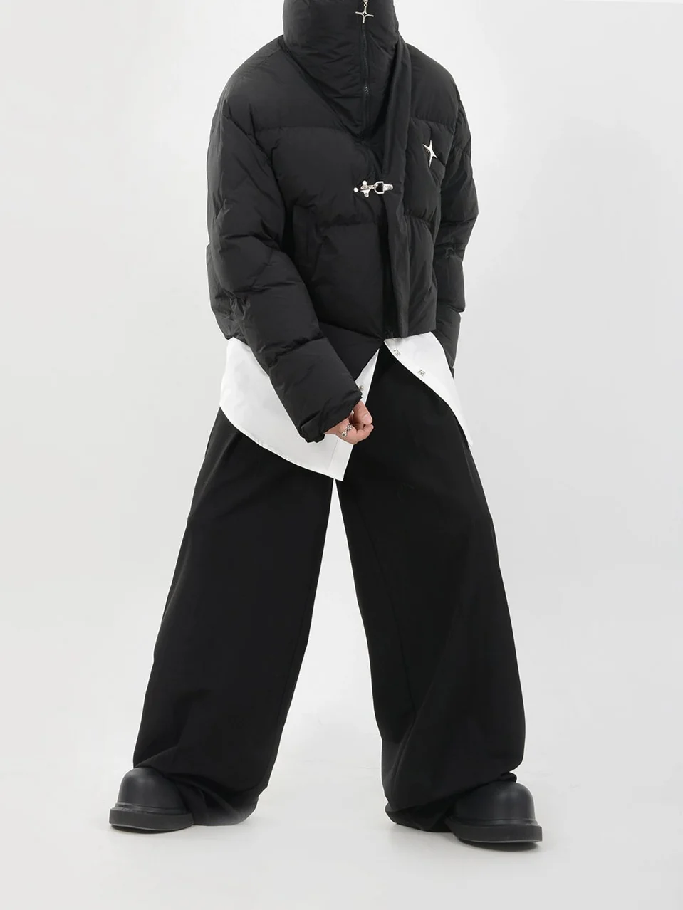 Asymmetric Puffer Jacket with Fireman Clasp Buckle - Image 6