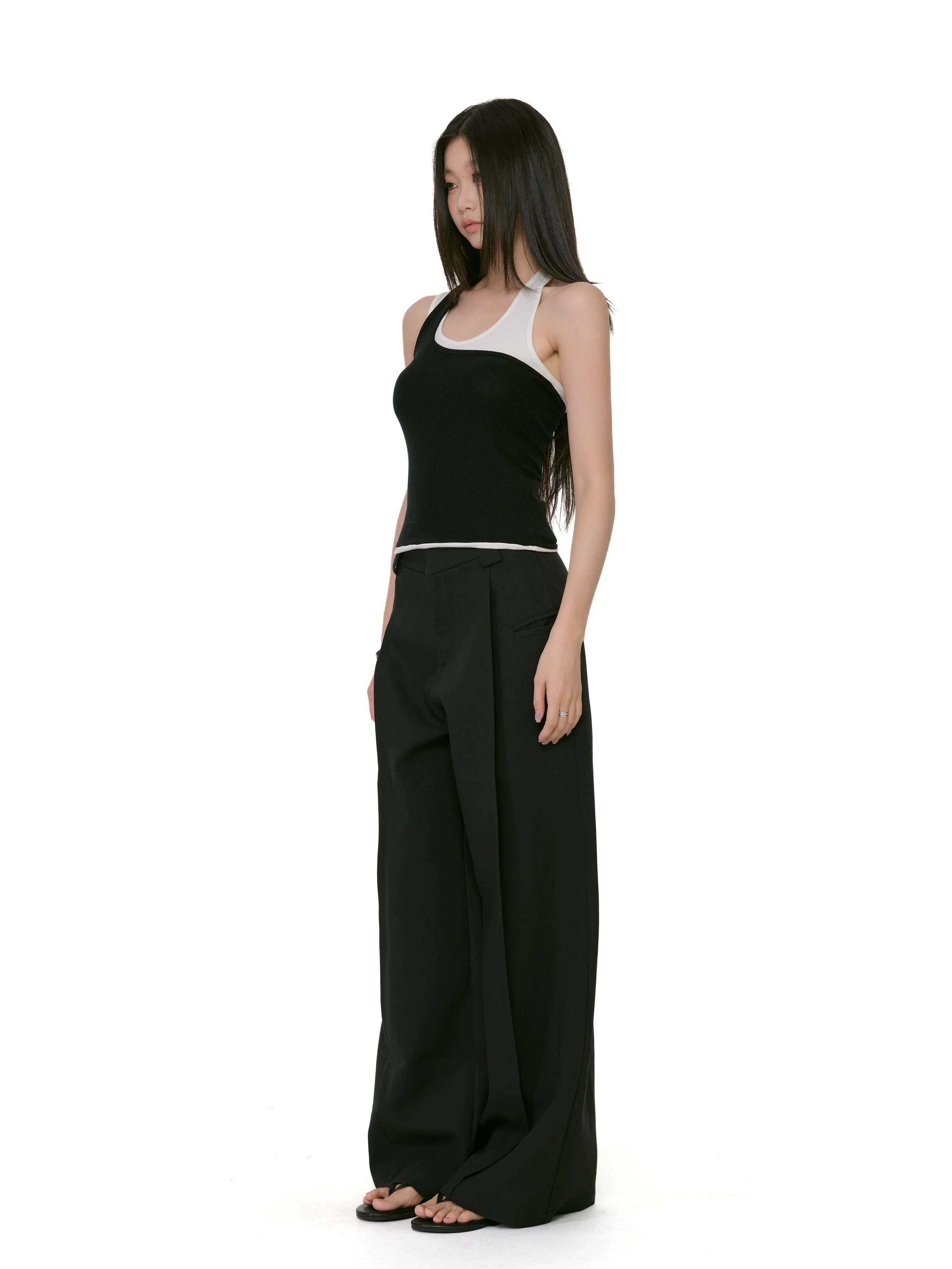 Asymmetric Two-Tone Ribbed Mock Layered Tank Top - Image 6