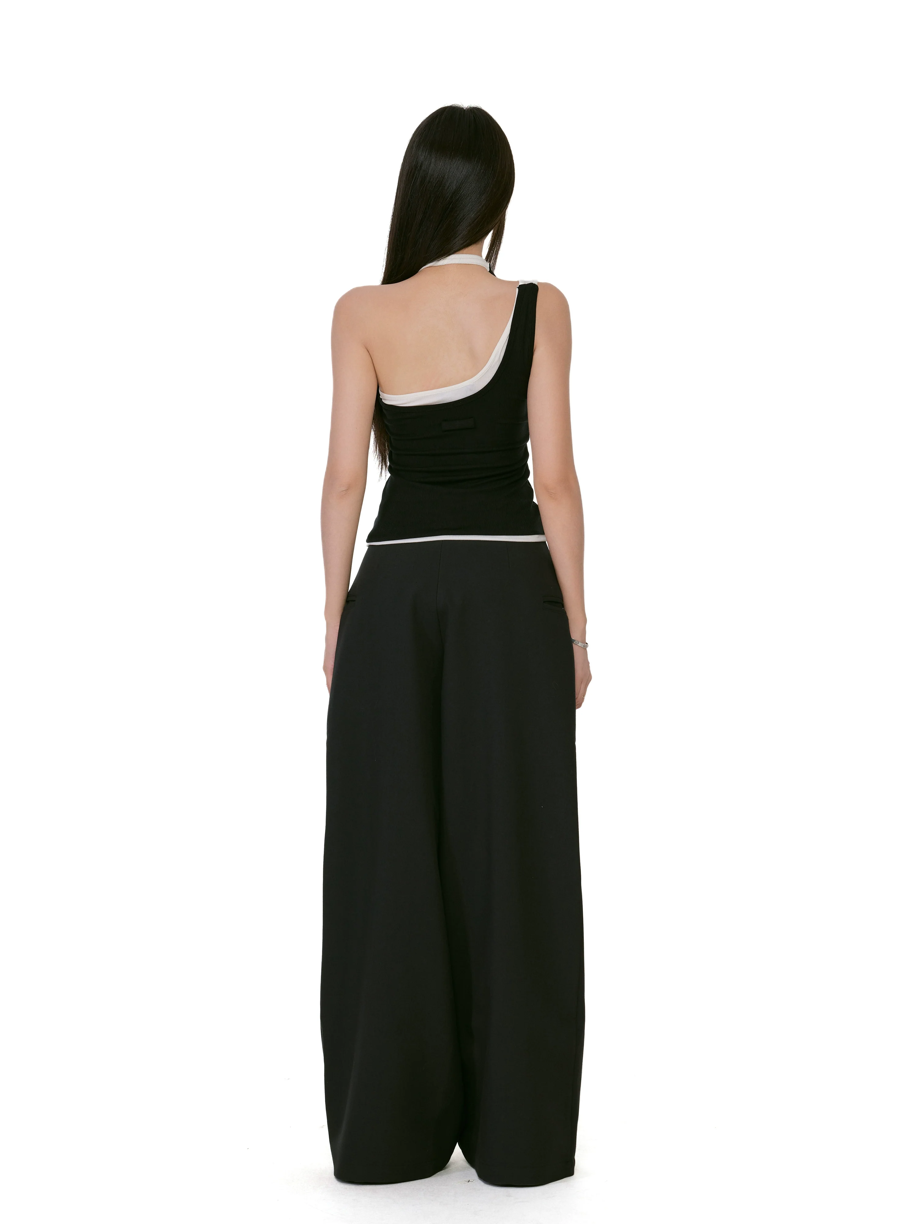 Asymmetric Two-Tone Ribbed Mock Layered Tank Top - Image 7