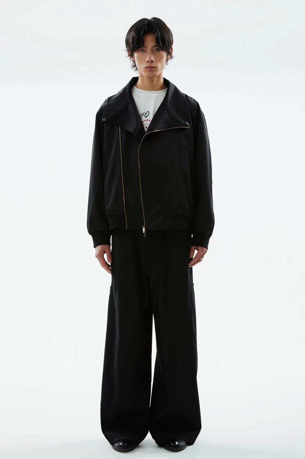 Asymmetric Zip Jacket with Detachable Faux Fur Collar - Image 12