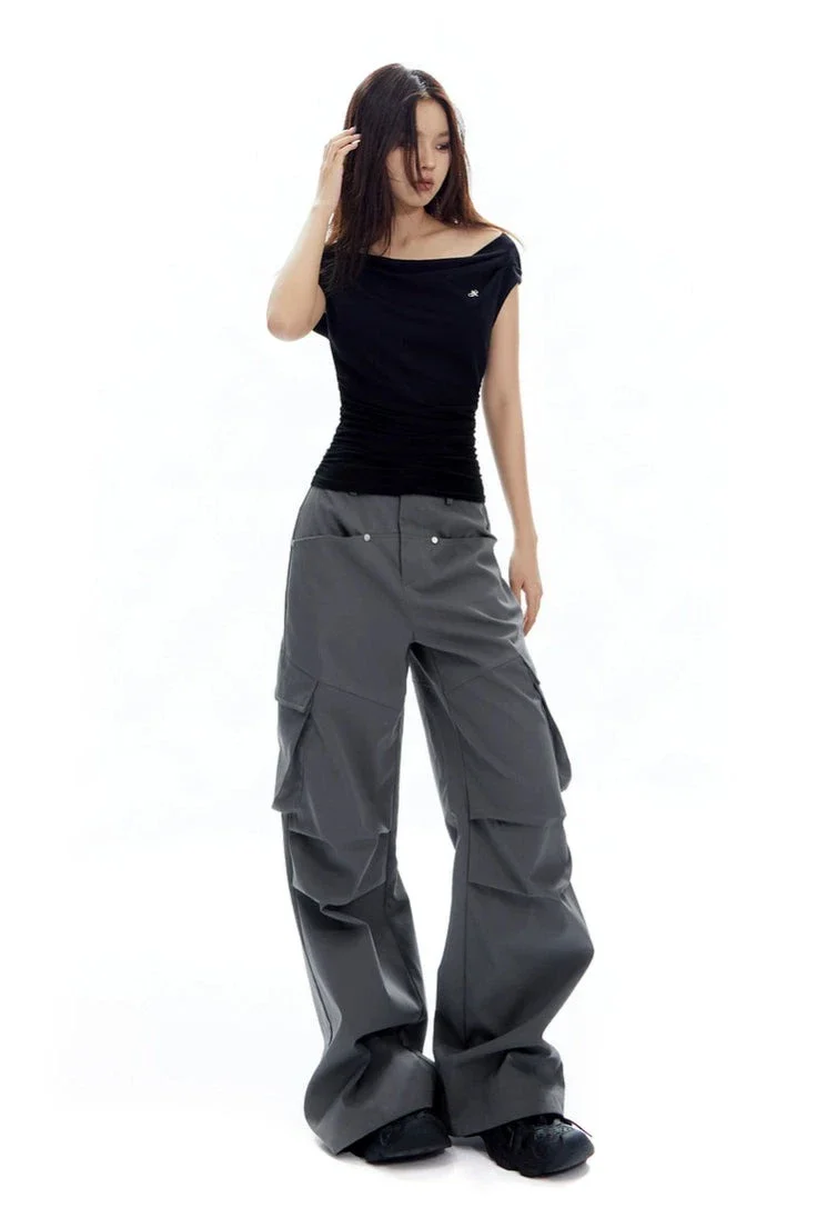 Asymmetrical Neckline Ruched Jersey Top - Image 14