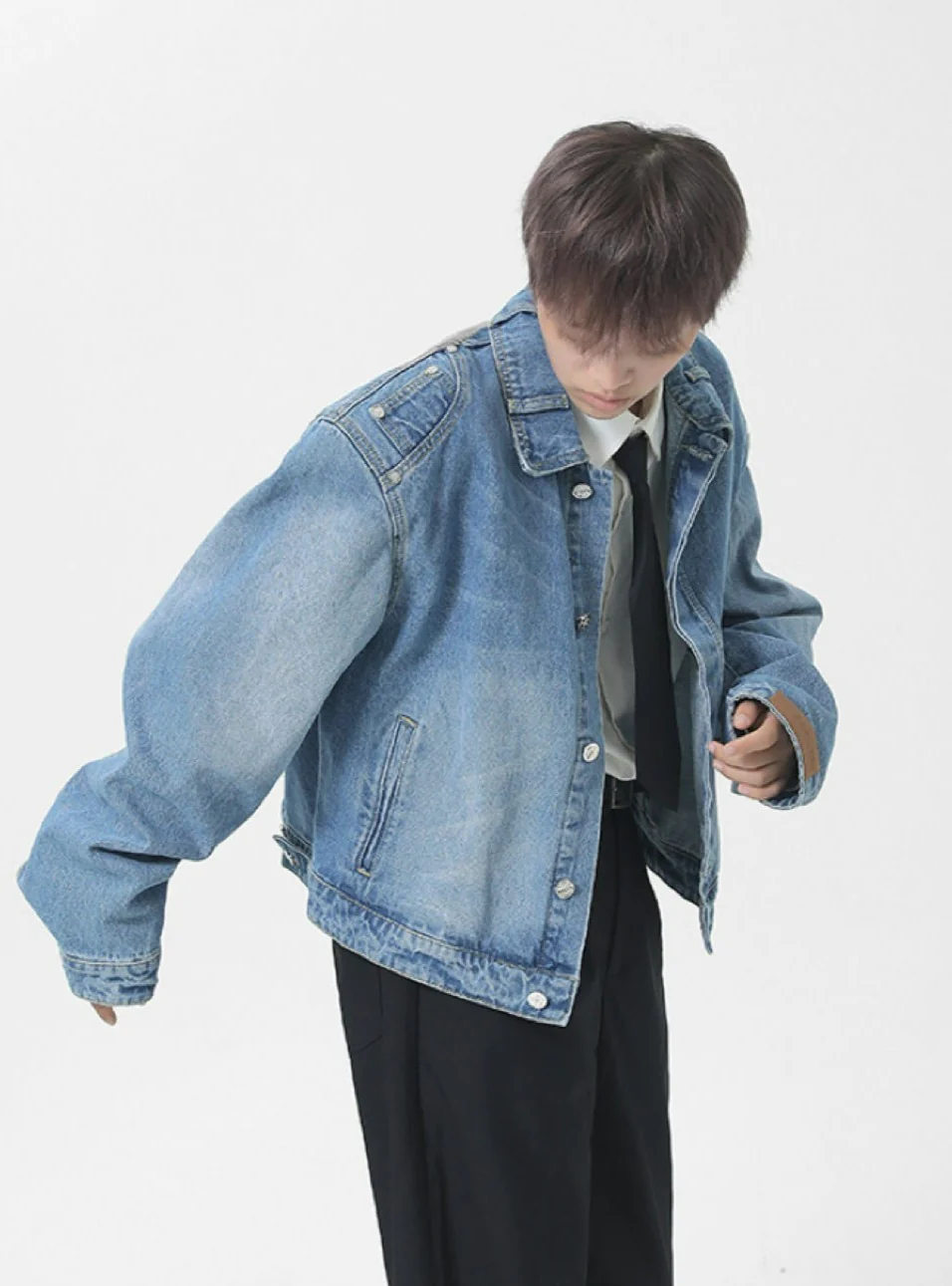 Back Pockets Slim Denim Jacket - Image 2