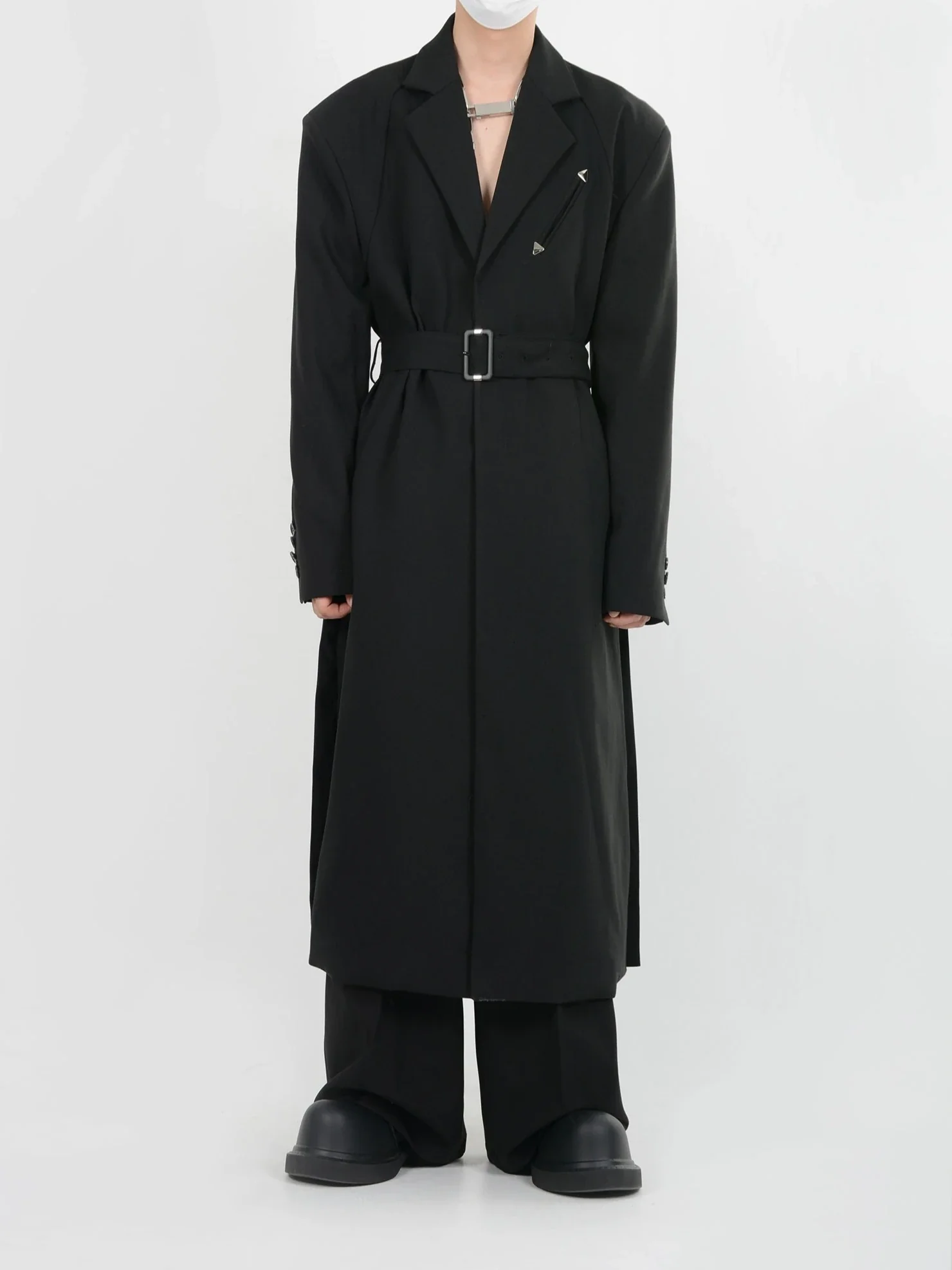 Belted Trench Coat with Metallic Details - Image 7