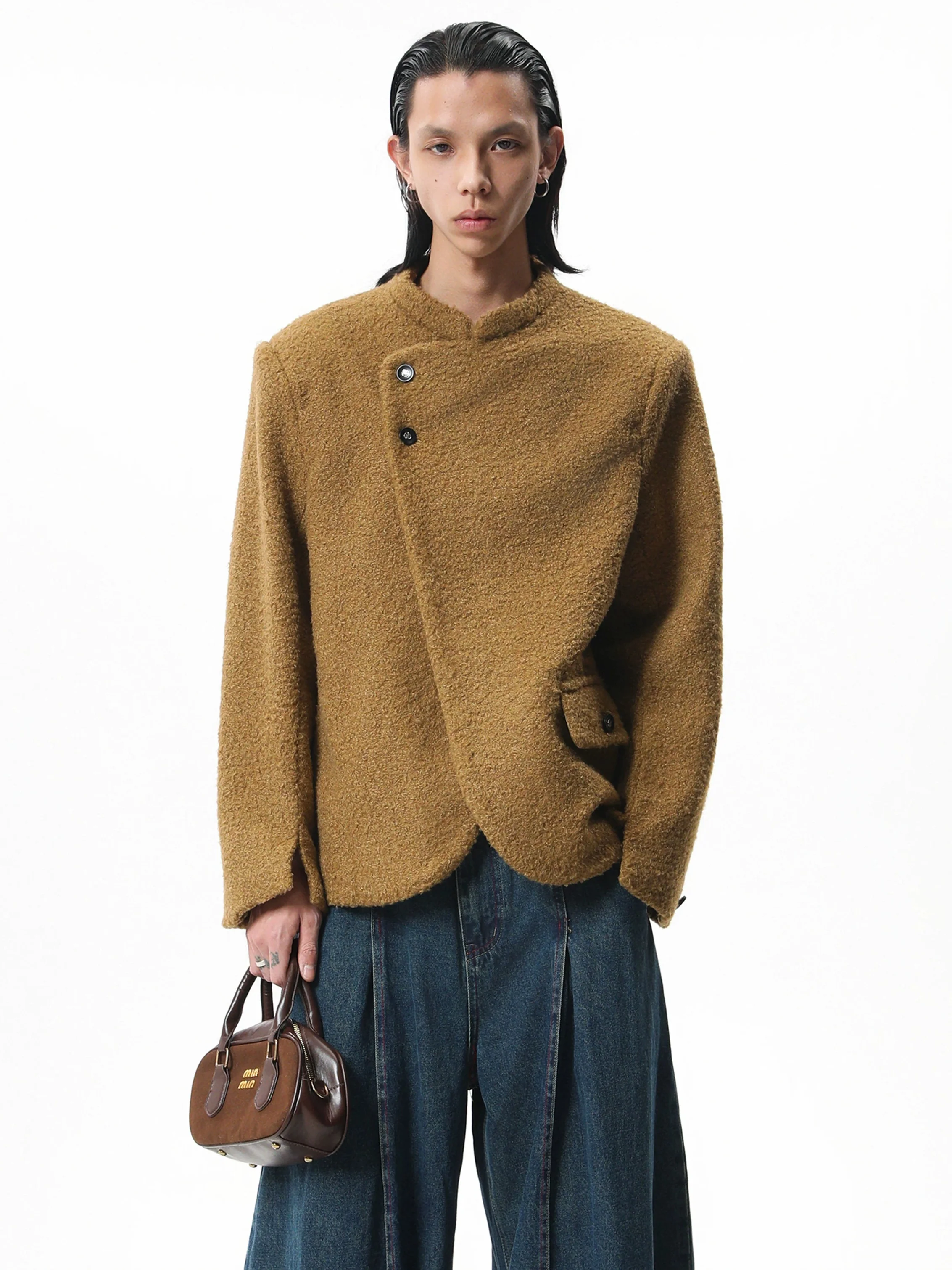 Boxy Asymmetric Wool-Blend Bouclé Jacket - Image 2