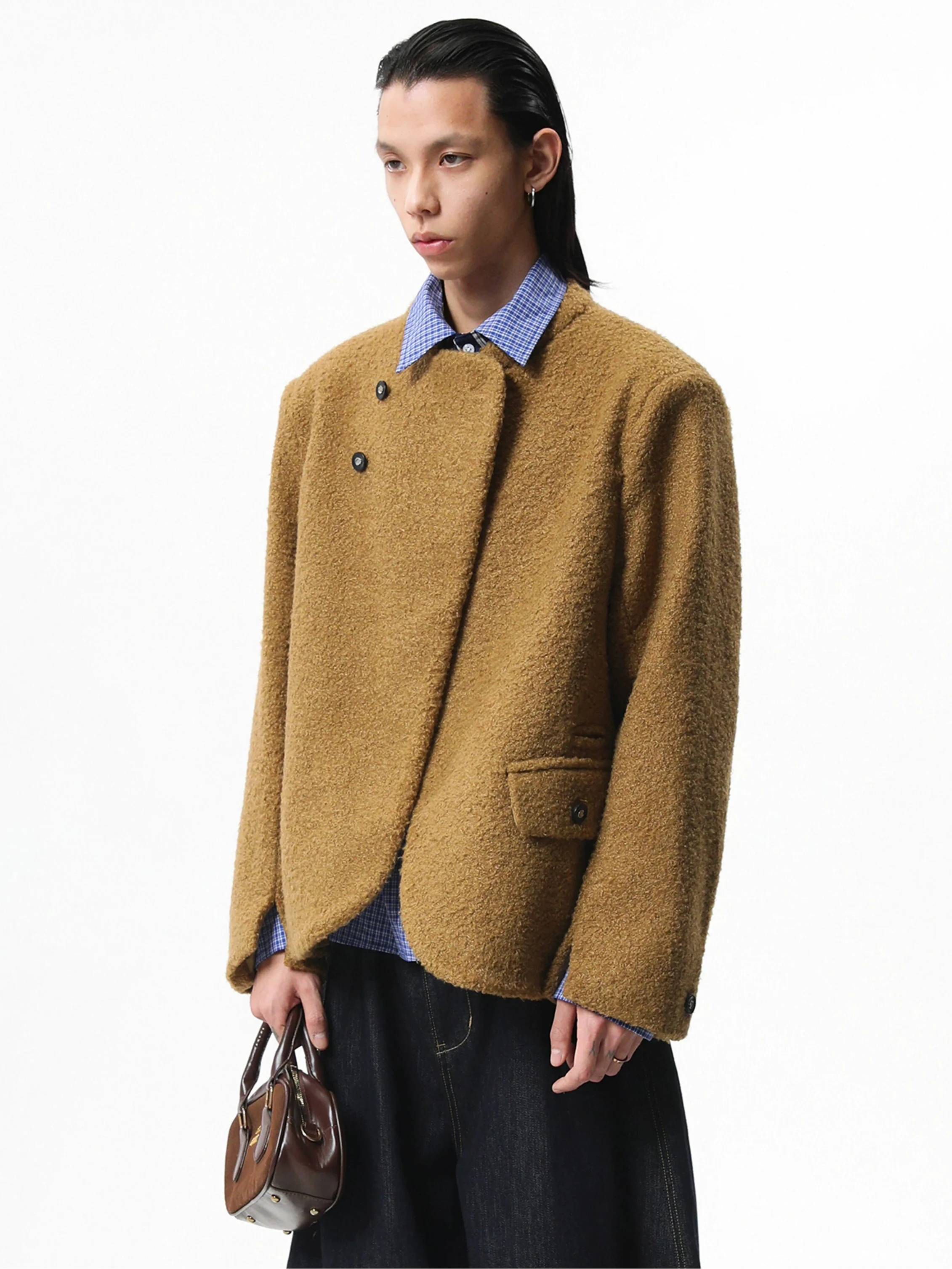 Boxy Asymmetric Wool-Blend Bouclé Jacket - Image 3