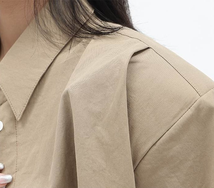Boxy Cropped Button Shirt - Image 12