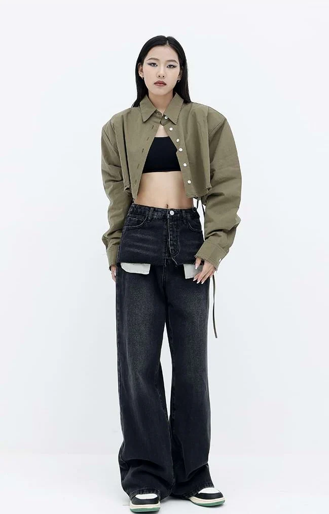 Boxy Cropped Button Shirt - Image 5