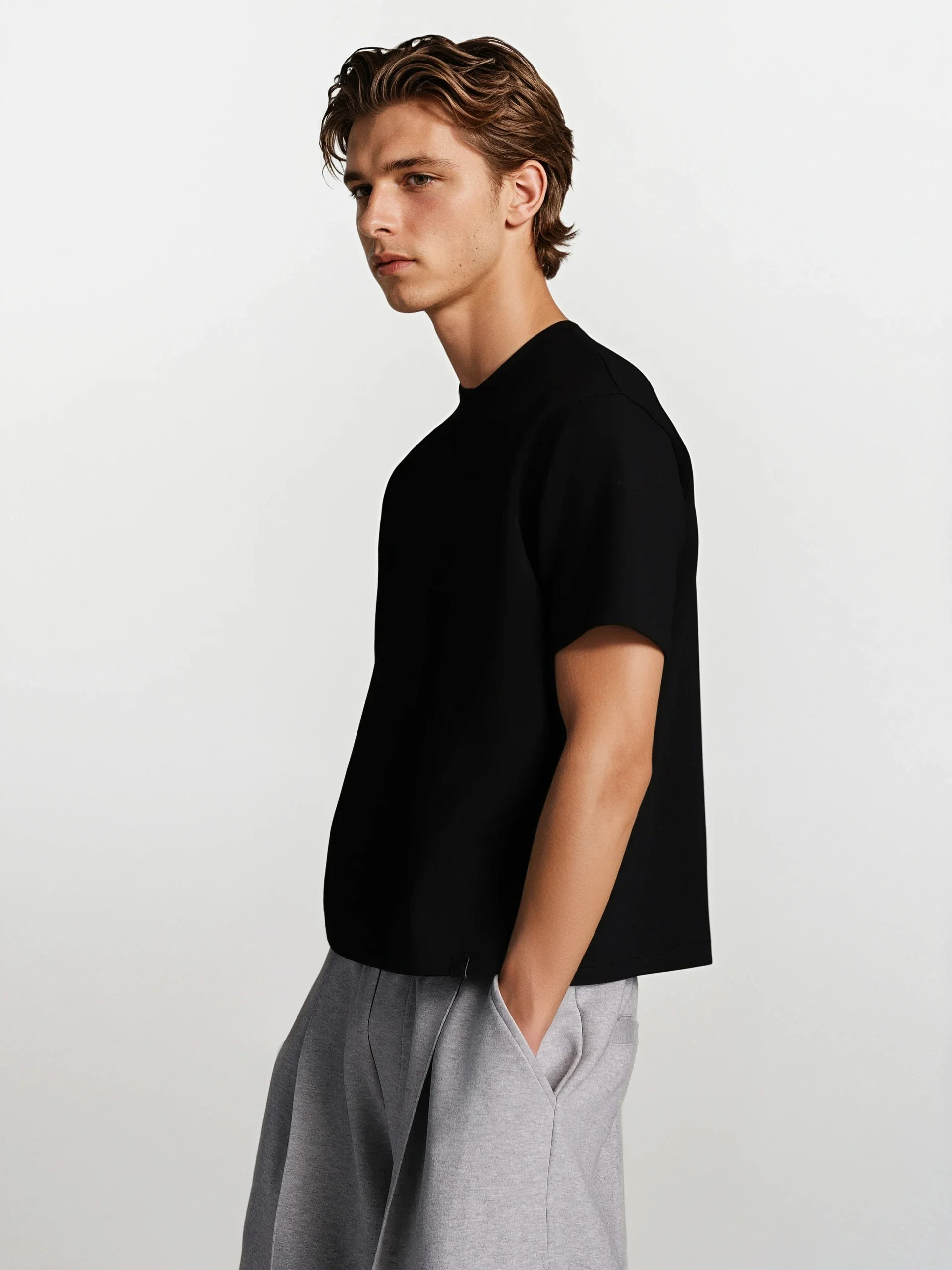 Boxy Cropped Short Sleeve Crew Neck T-Shirt - Image 2