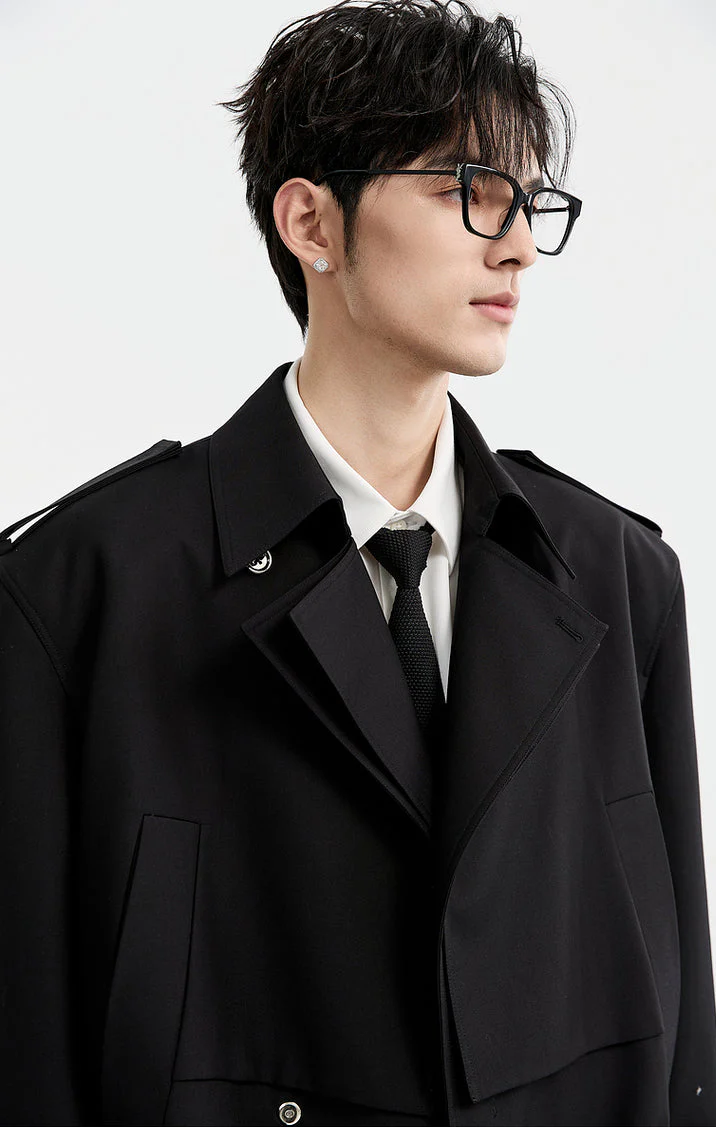 Boxy Double Breasted Cropped Trench Coat - Image 13
