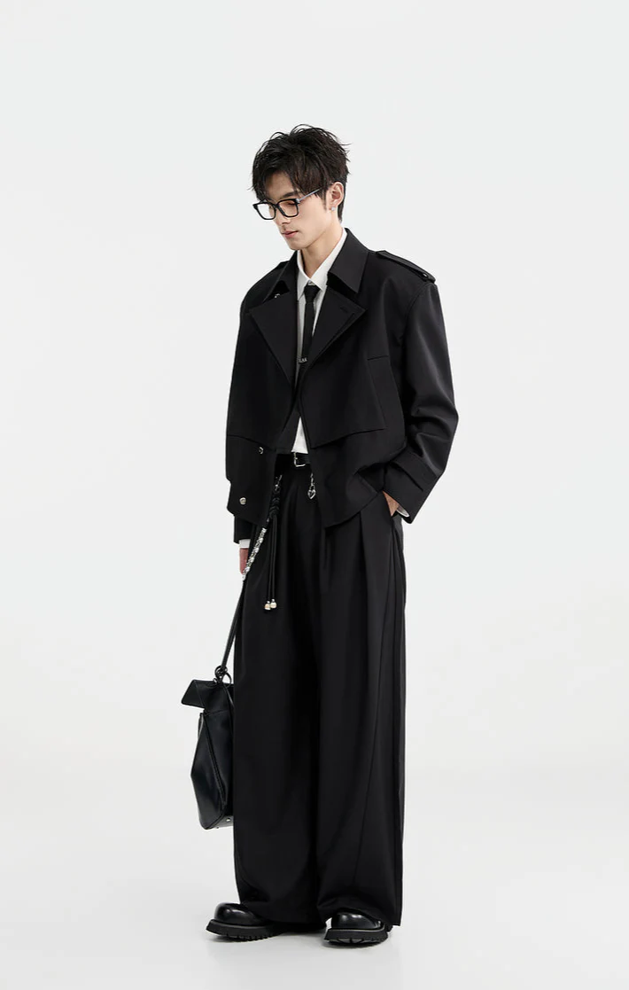 Boxy Double Breasted Cropped Trench Coat - Image 16