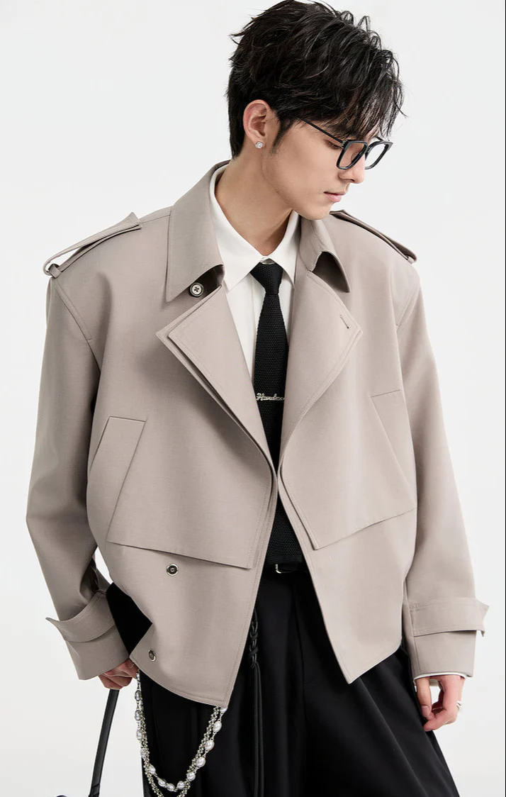 Boxy Double Breasted Cropped Trench Coat - Image 2