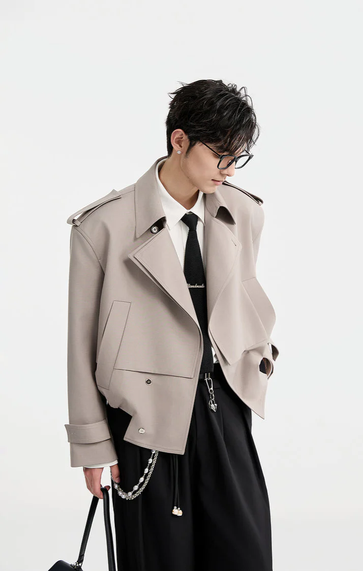 Boxy Double Breasted Cropped Trench Coat - Image 5