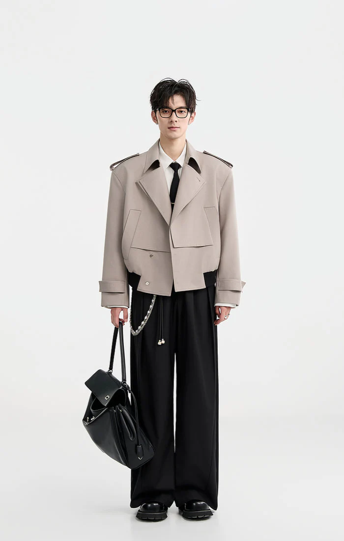 Boxy Double Breasted Cropped Trench Coat - Image 7