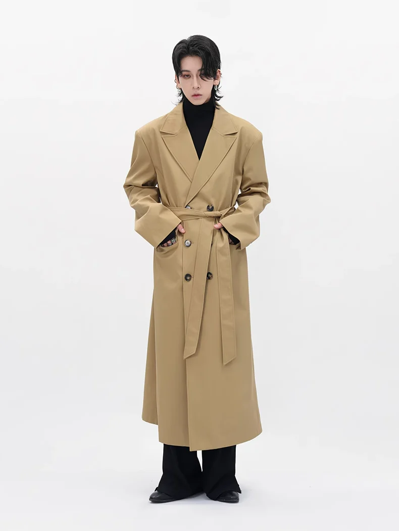 Boxy Double-Breasted Trench Coat with Wide Lapel - Image 2