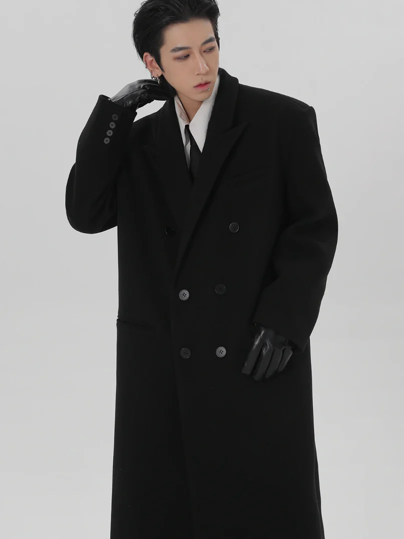 Boxy Longline Double-Breasted Coat - Image 13