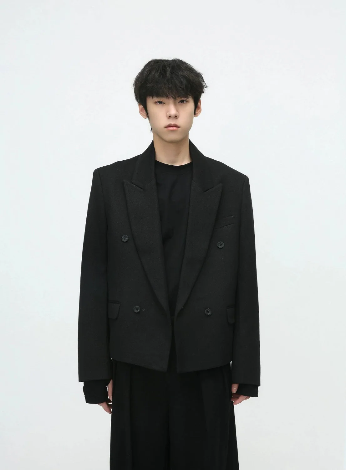 Boxy Low-Lapel Double-Breasted Relaxed Suit Set - Image 5