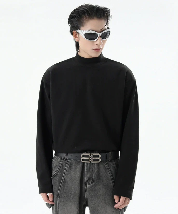 Boxy Mock-Neck Long Sleeve Sweatshirt - Image 18