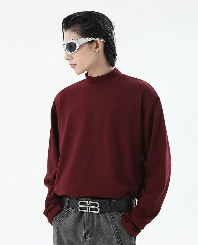 Boxy Mock-Neck Long Sleeve Sweatshirt - Image 2