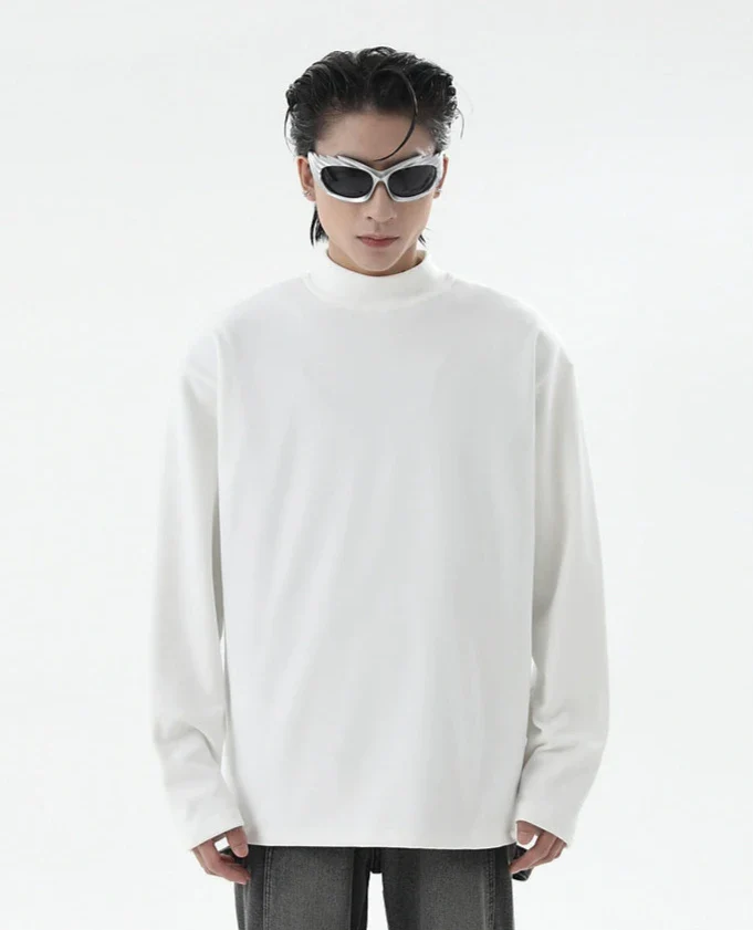 Boxy Mock-Neck Long Sleeve Sweatshirt - Image 4