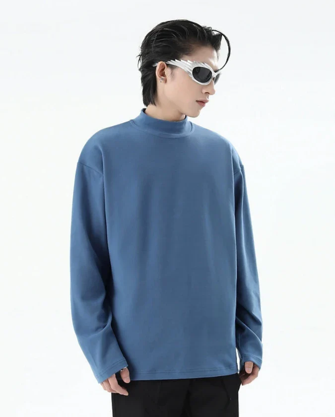 Boxy Mock-Neck Long Sleeve Sweatshirt - Image 8