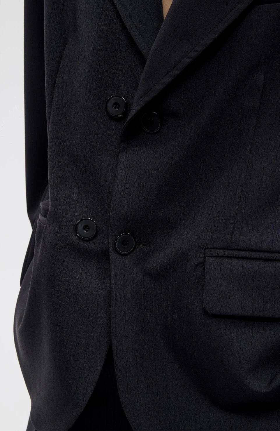 Boxy Wide-Fit Single Breasted Blazer Stripe-Textured Jacket - Image 8