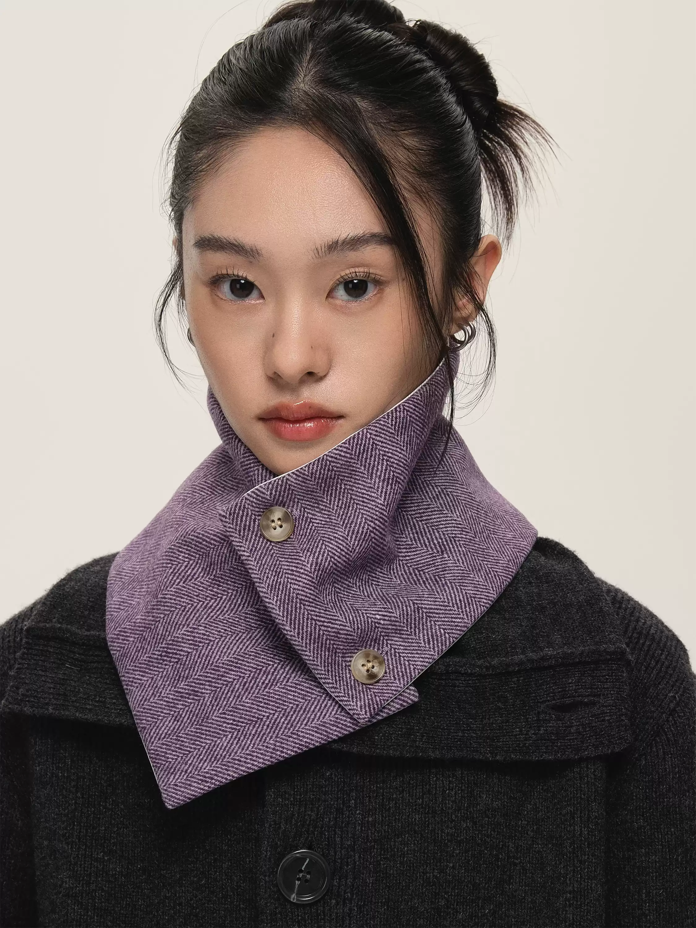 Buttoned Neck Warmer Collar Wrap