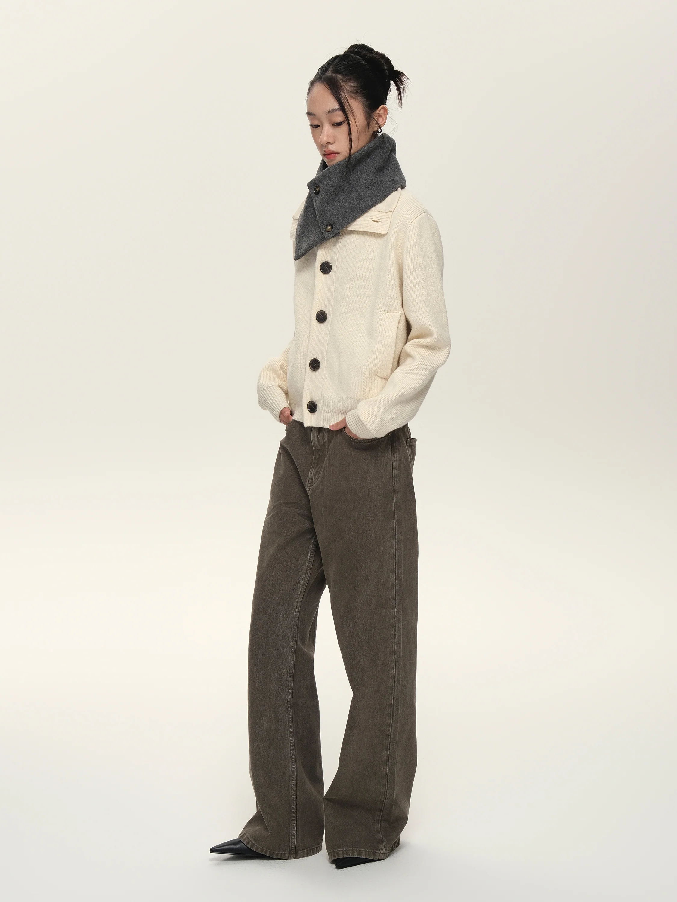 Buttoned Neck Warmer Collar Wrap - Image 3