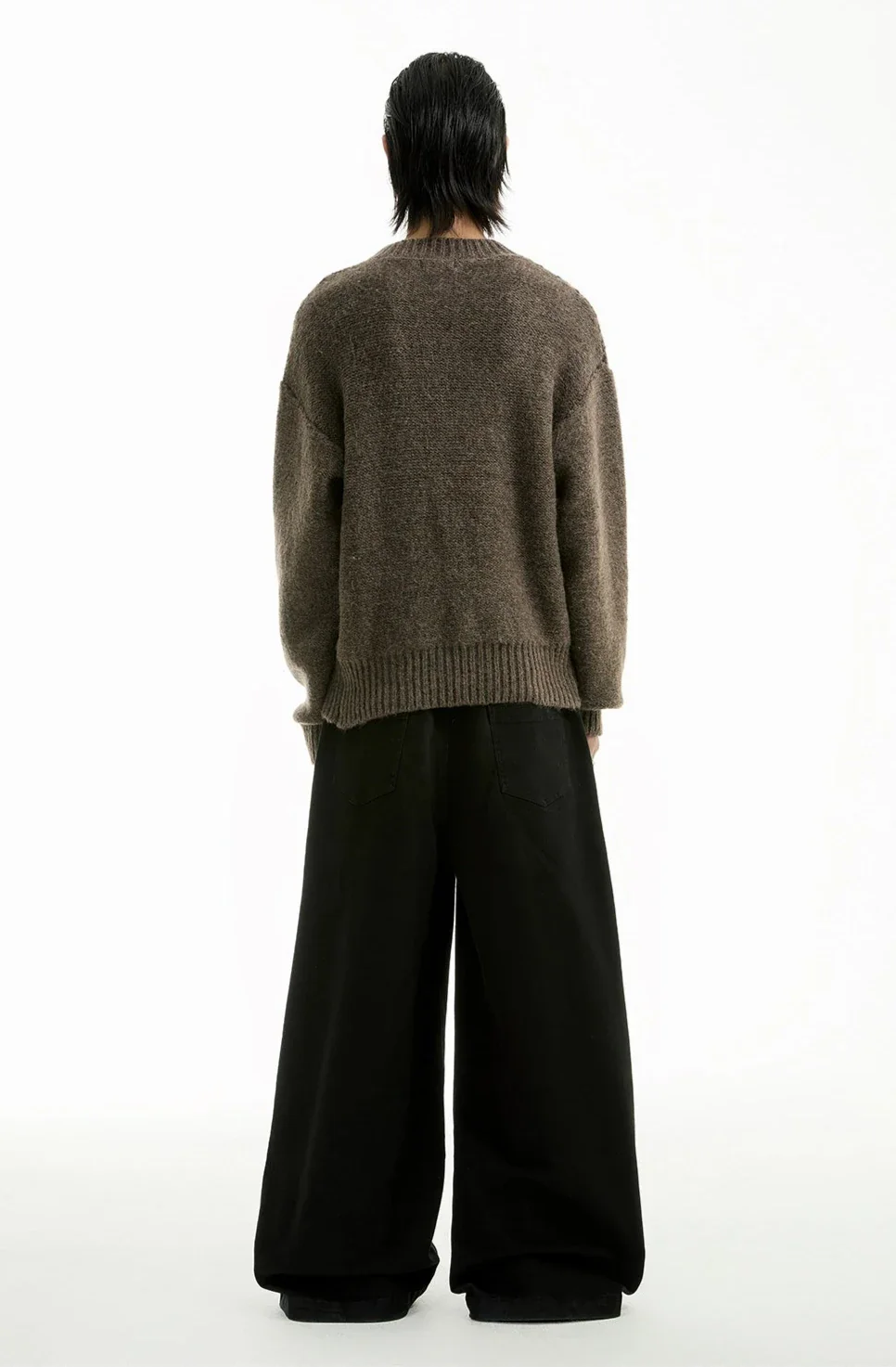 Cable Knit Crewneck Ribbed High-Hem Sweater - Image 9