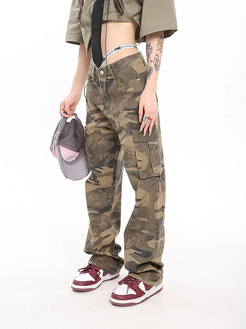 Camo Cargo Pants with Fold-Over Waistband Detail - Image 3