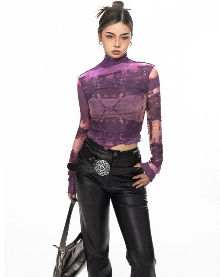 Camouflage Mesh Long Sleeve Crop Top - Image 10