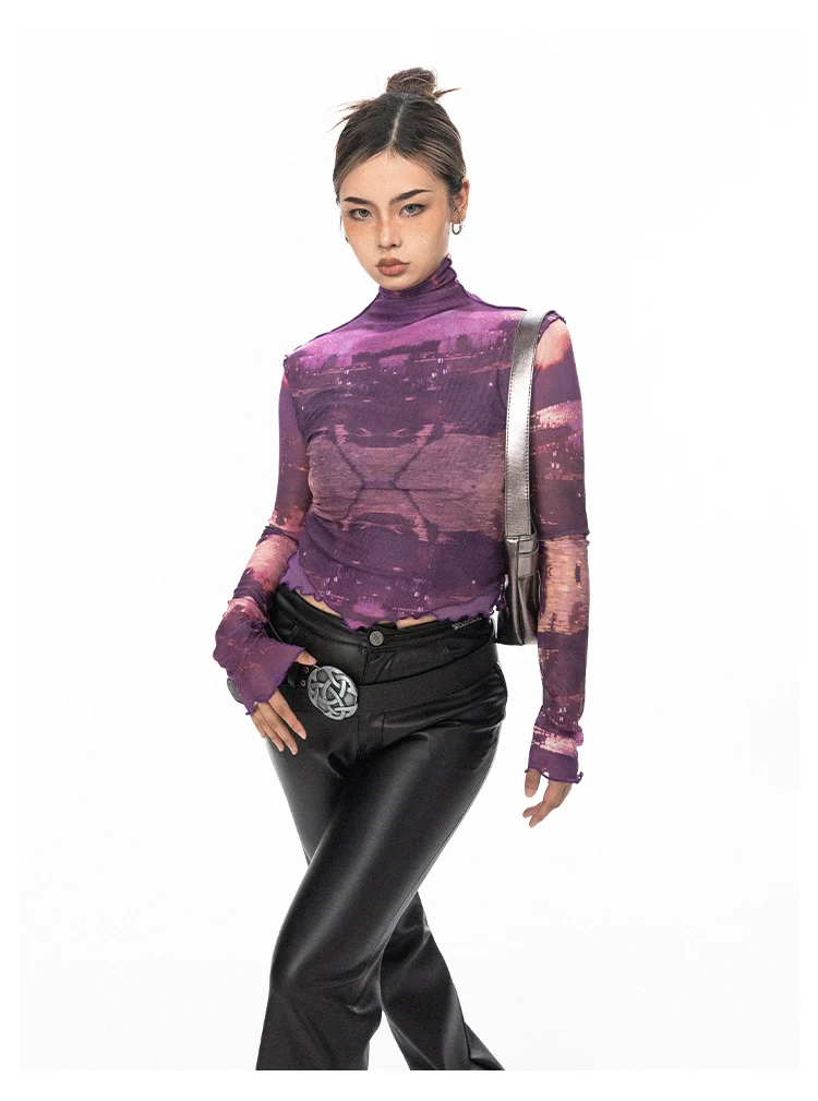 Camouflage Mesh Long Sleeve Crop Top - Image 8