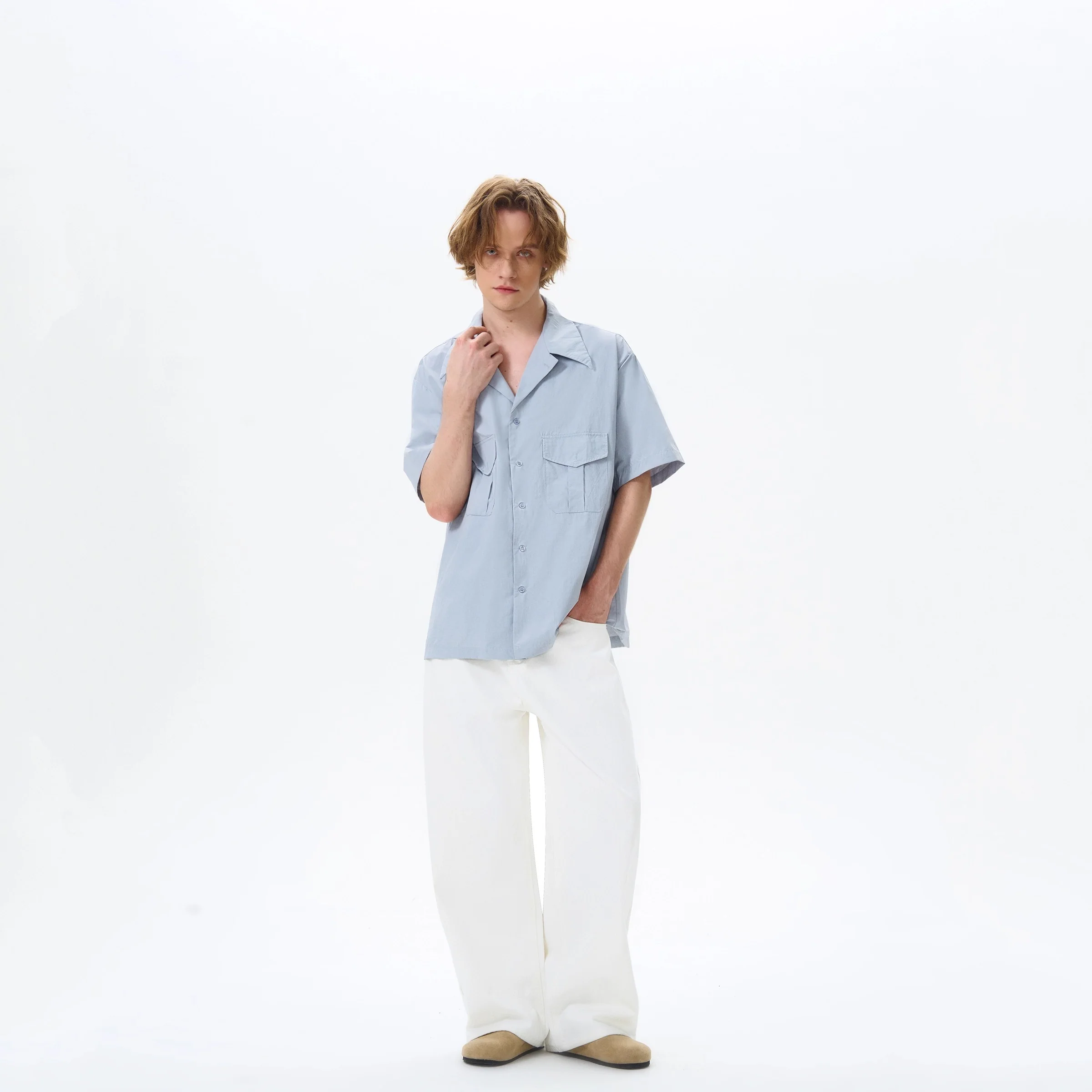 Camp Collar Button Shirt with Flap Pockets - Image 4