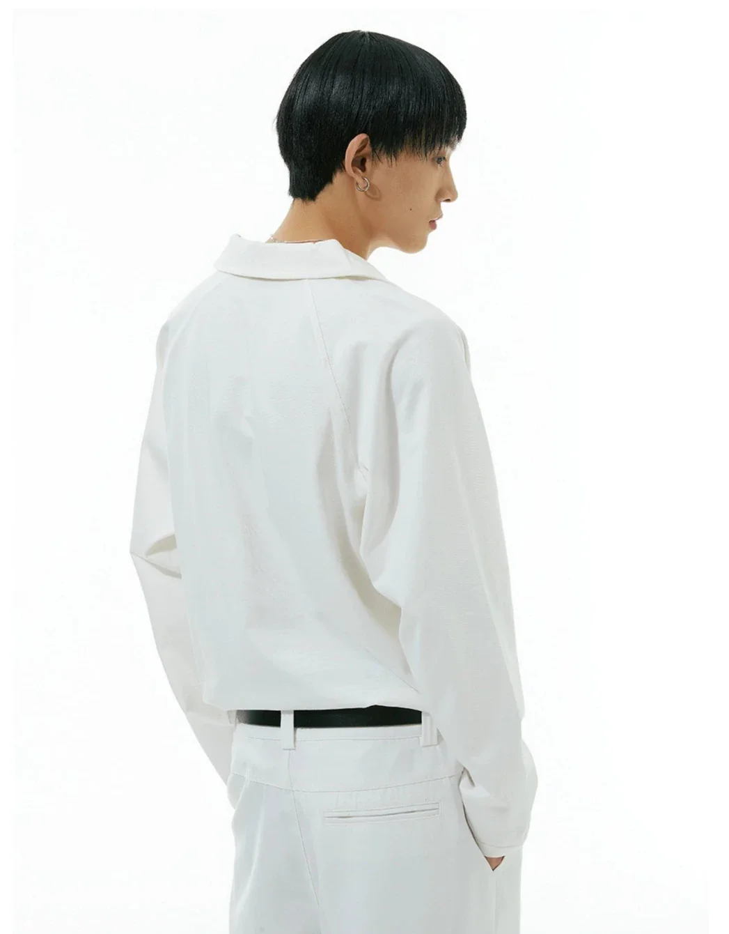 Camp-Collar V-Neck Long Sleeve Shirt - Image 2