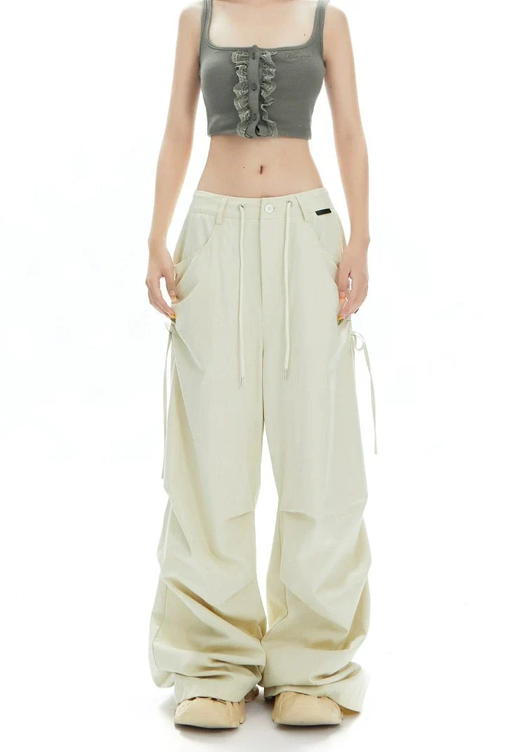 Cargo Jogger Pants with Side Pockets and Drawstrings