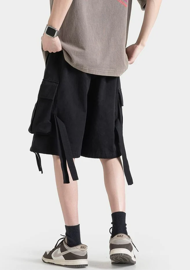 Cargo Pocketed Raver Shorts with Straps - Image 3