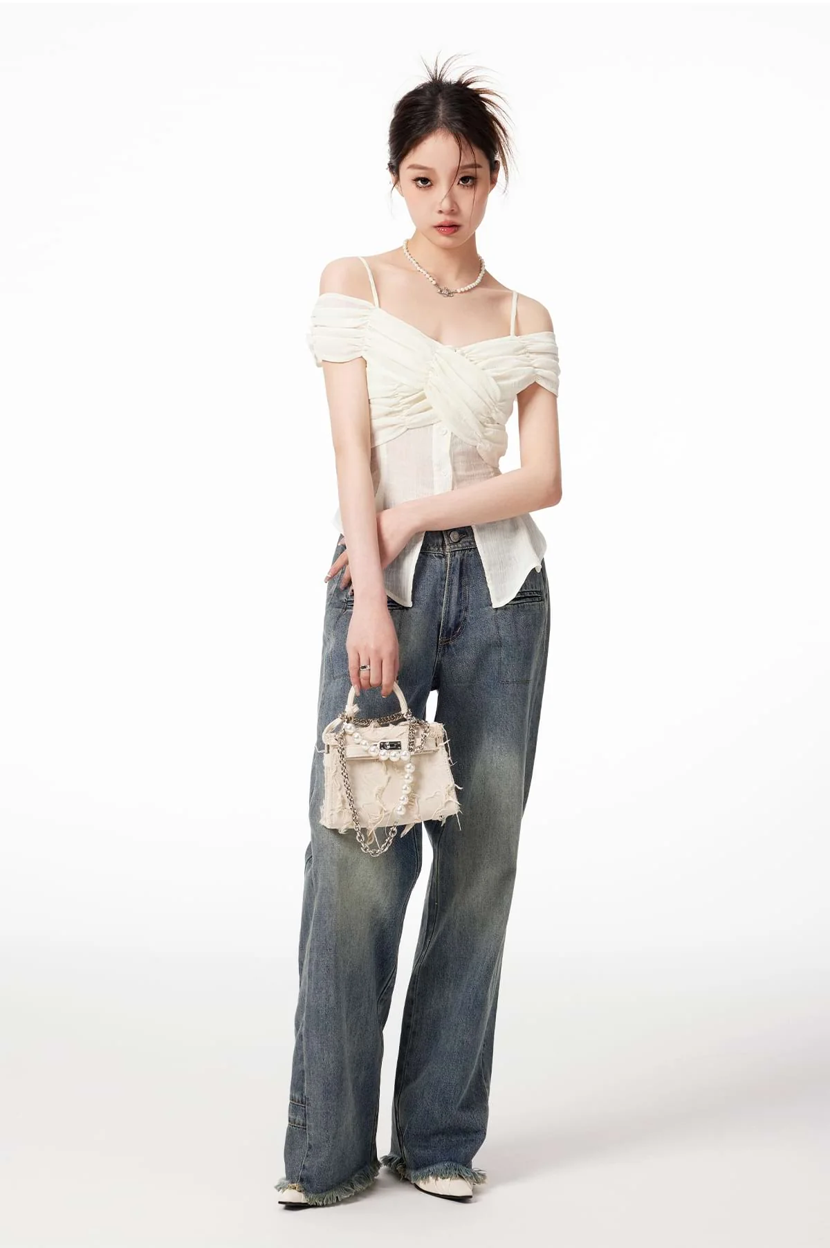 Cold Shoulder Overlap Short Sleeve Top - Image 5